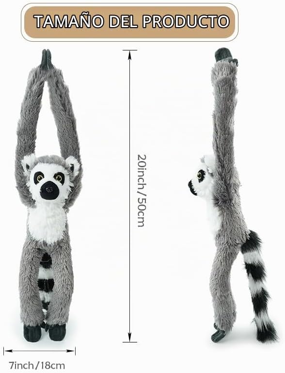 Hideekoog Juguete de peluche de lémur colgante, ganchos y animales...