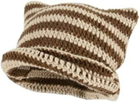Gorros de ganchillo para mujer, gorro de gato vintage, gorro de zor...