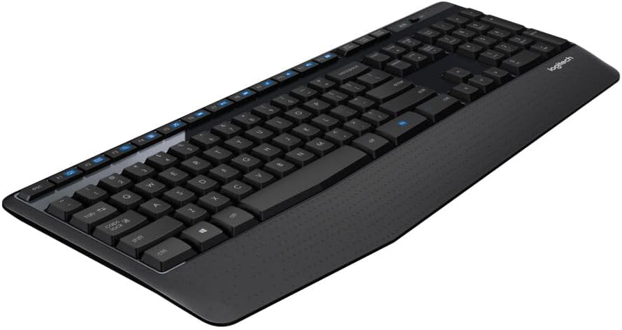 Logitech Teclado inalámbrico de tamaño completo K345 con reposamano...