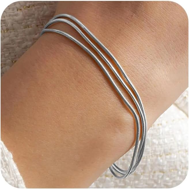 Striviio Pulseras de oro para mujer, chapado en oro de 14 quilates,...