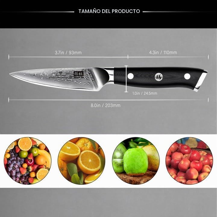 SHAN ZU Cuchillo de pelar de 4 pulgadas, cuchillos de cocina profes...