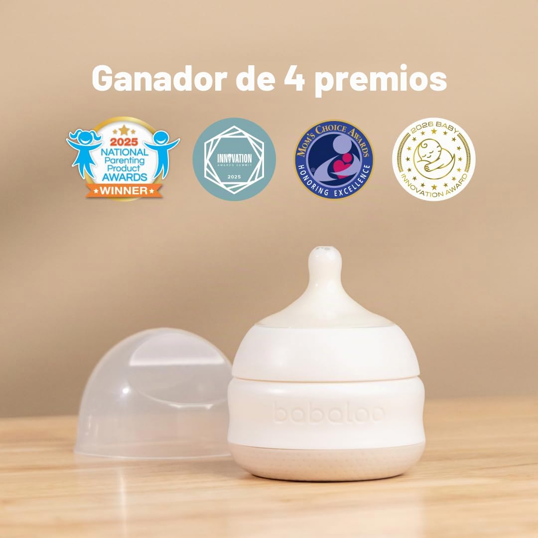 Babaloo Biberón de silicona para bebé, sin aire, anticólicos, 5 onz...