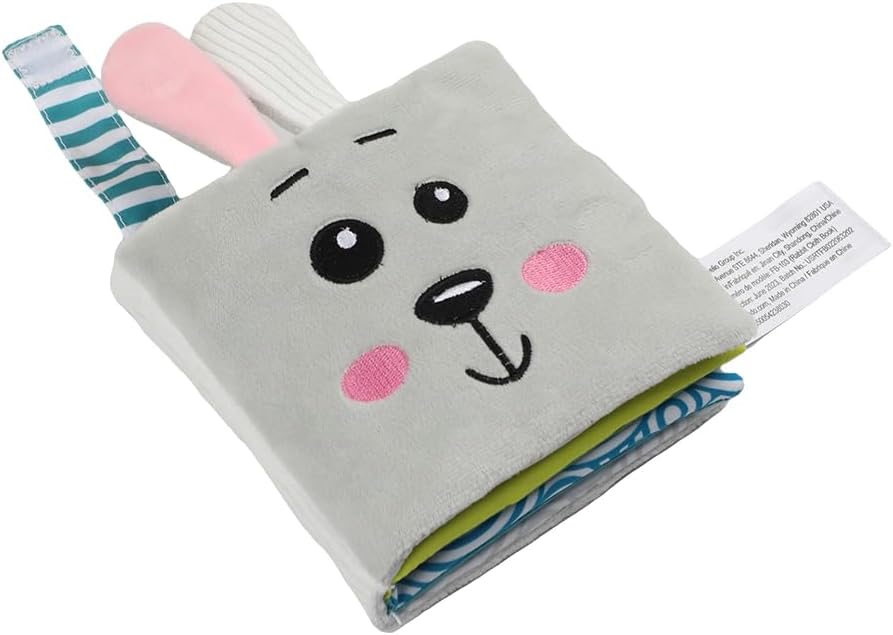 bebe mondo Juguete de conejo con espejo para bebé, libro de tela su...