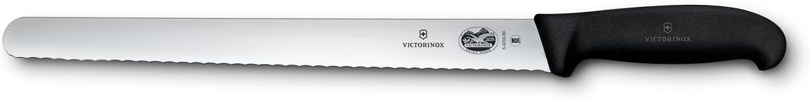 Victorinox Cuchillo de corte de borde ondulado, mango negro de Fibrox