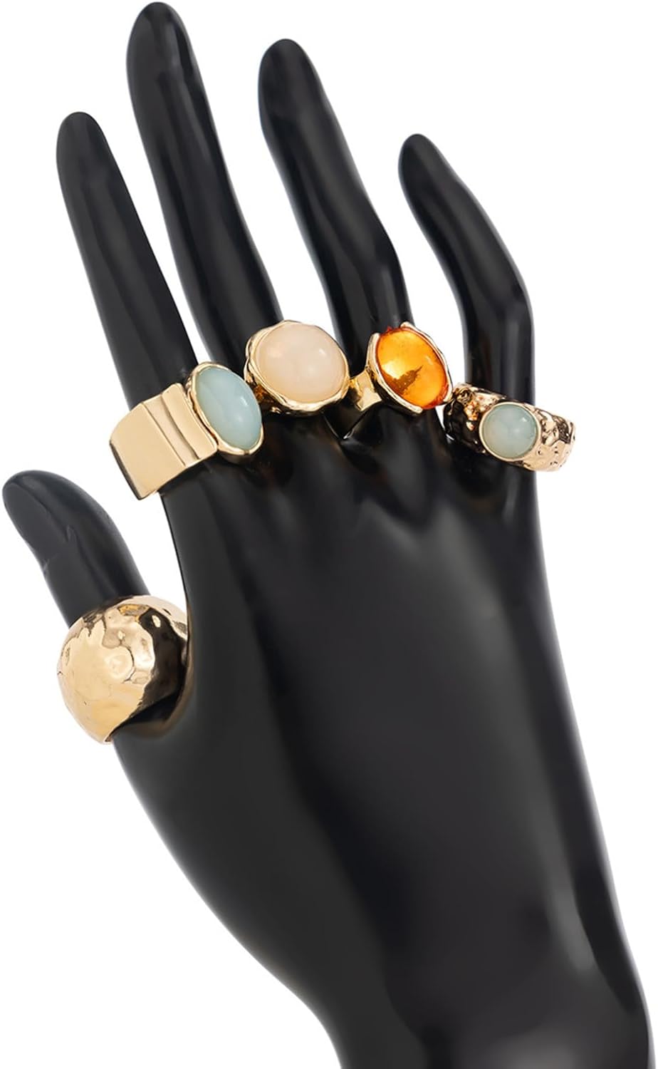 IQIC Anillos gruesos de oro para mujer, juego de anillos de plata a...