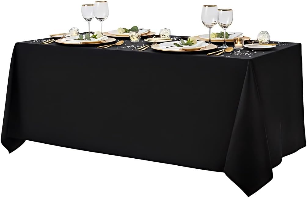 Surmente Mantel negro de 90 x 132 pulgadas para mesas rectangulares...