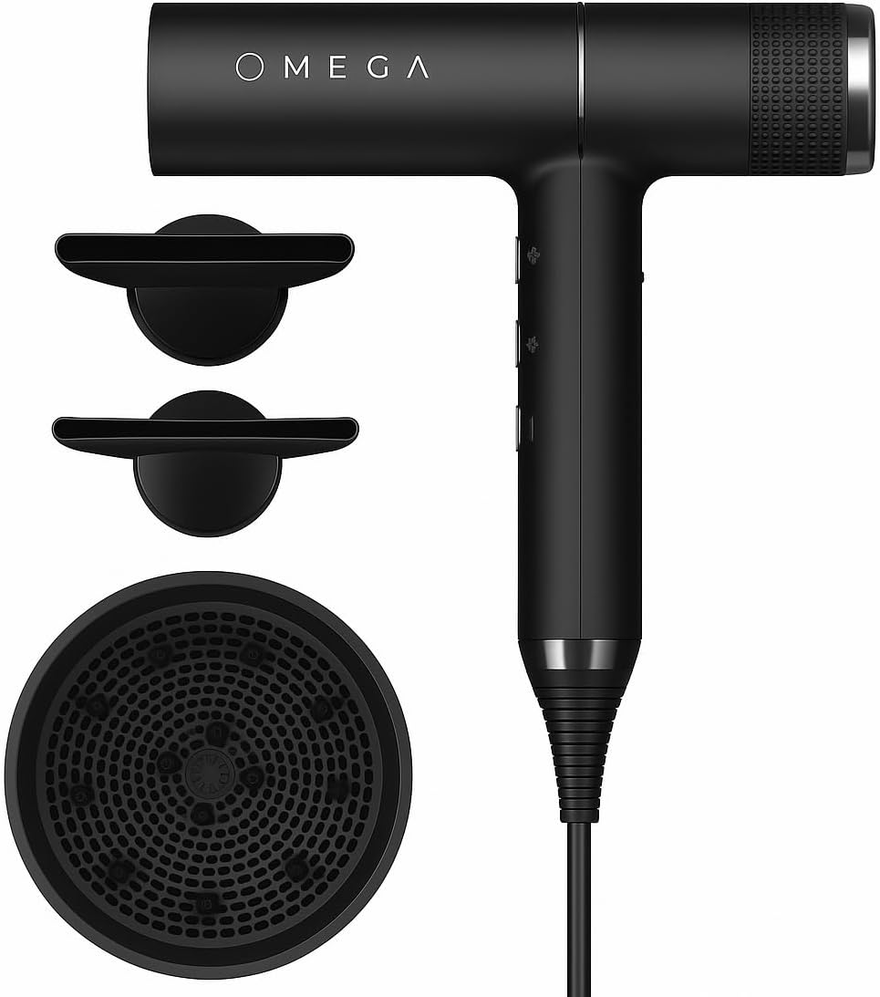Omega Secador de pelo iónico profesional HyperDry | Peso ultraliger...