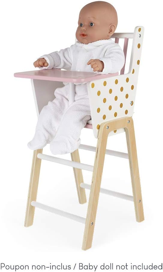 Janod - Silla alta Candy Chic de madera para muñecas de bebé a part...