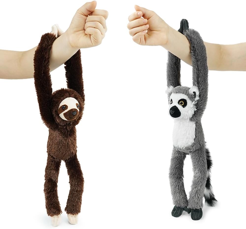 Hideekoog Animales de peluche colgantes, 2 piezas de perezoso lémur...