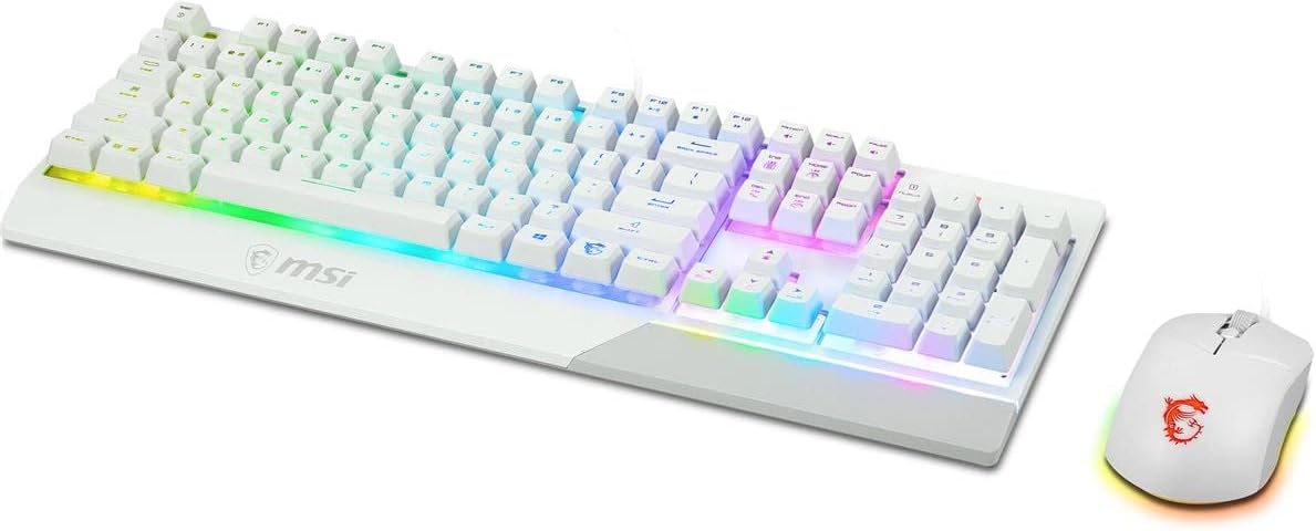 MSI Vigor GK30 Combo Blanco, Teclado para Juegos GK30 RGB de 6 Zona...