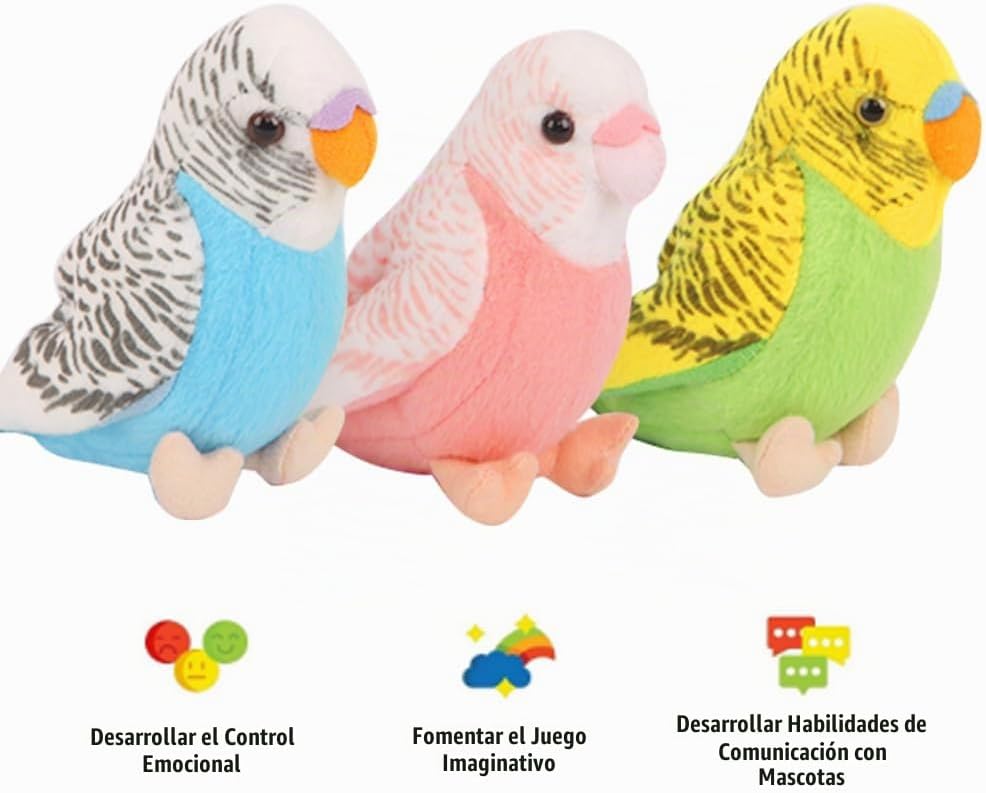WQY GroceryShop Juguete de peluche de periquito, 3 piezas, 5.5 pulg...