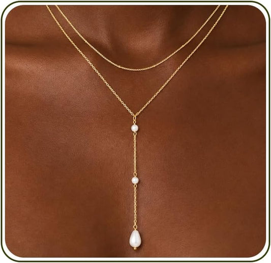 GUOKE Collares de oro en capas para mujer, chapado en oro de 14 qui...