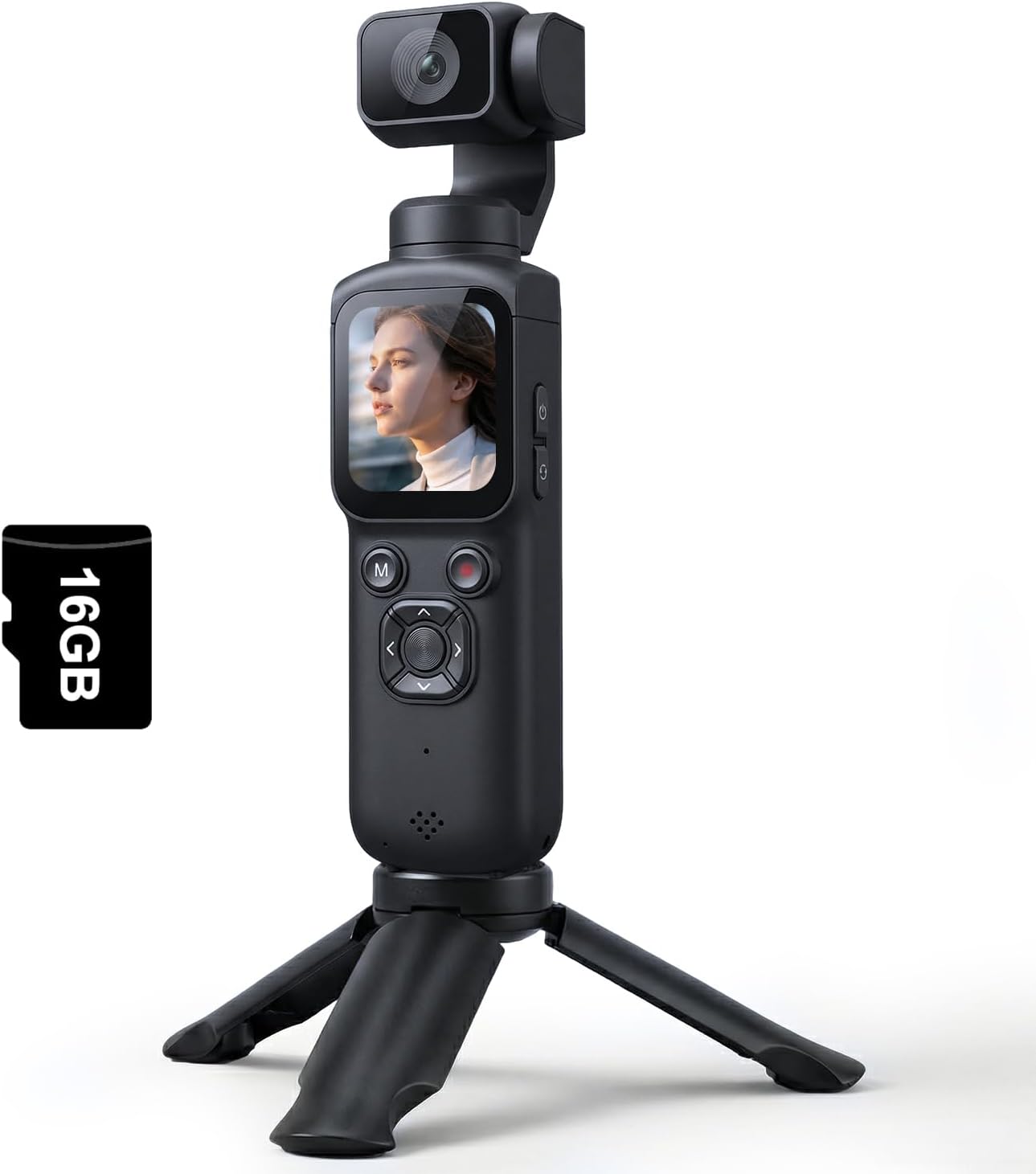 Lmzour Cámara de vlogging 4K con lente giratoria de 330° y seguimie...