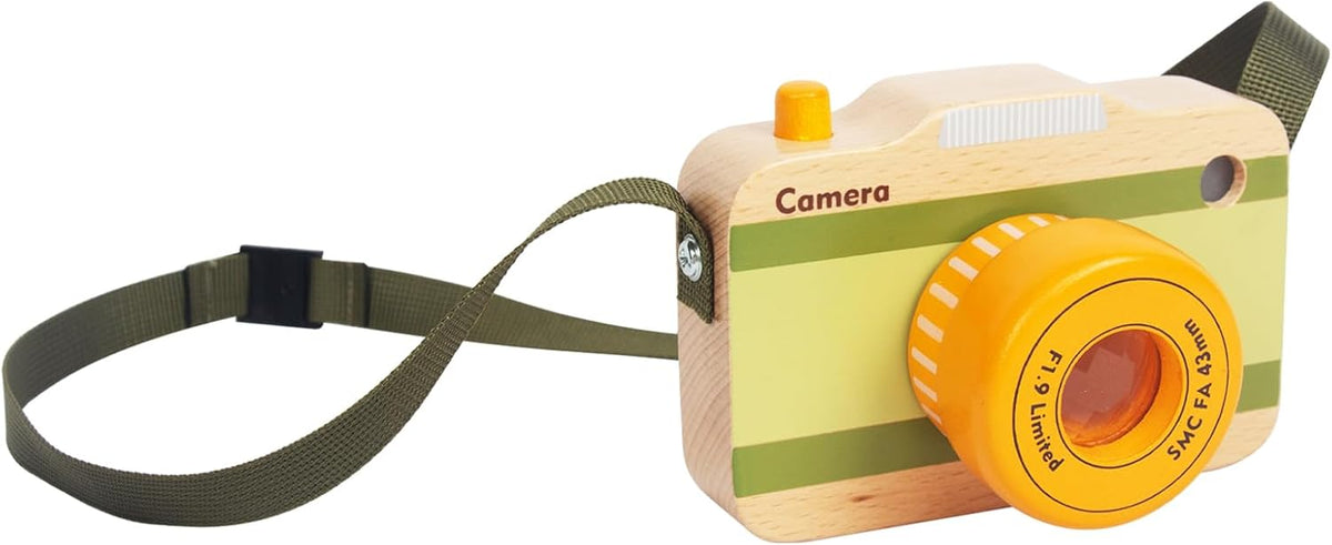 Mini cámara de juguete de madera con sonidos reales y luz para niño...