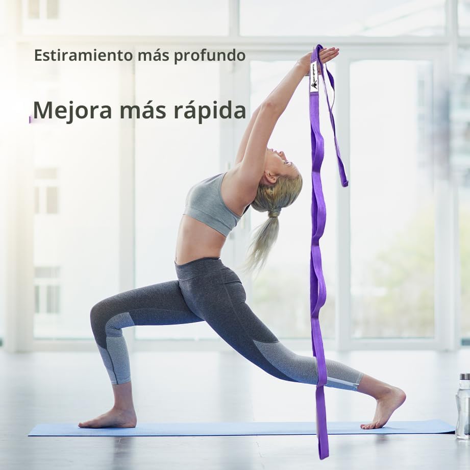 Correa de estiramiento con bucles para yoga, correa de estiramiento...