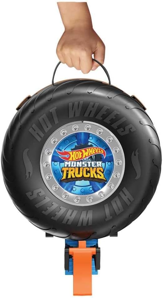 Hot Wheels Juego de camiones monstruo de juguete, funda en forma de...