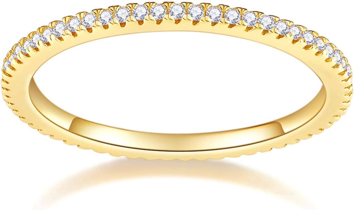 MINDDHA Chapado en oro de 14 quilates - Anillos de eternidad apilab...