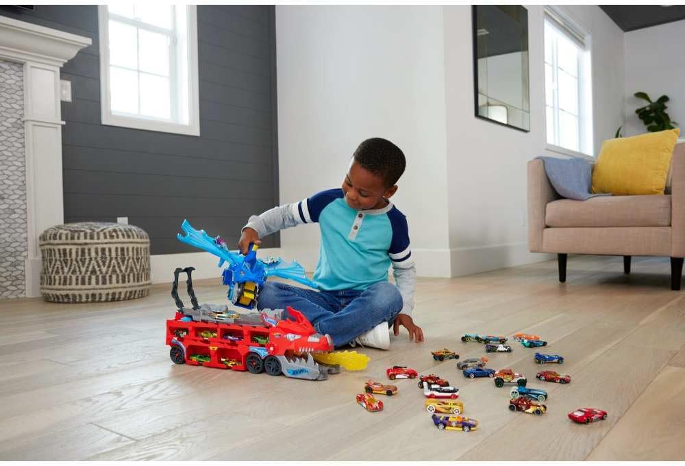 Hot Wheels City Toy Car Track Set, Ultimate Dual Dragon Transporter...