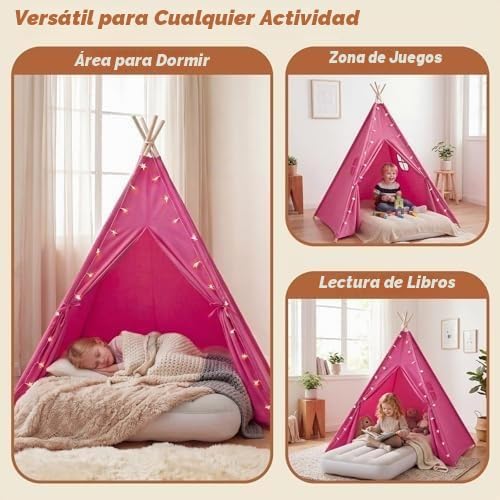 wilwolfer Paquete de 4 tiendas de campaña tipi para niños, cama inf...