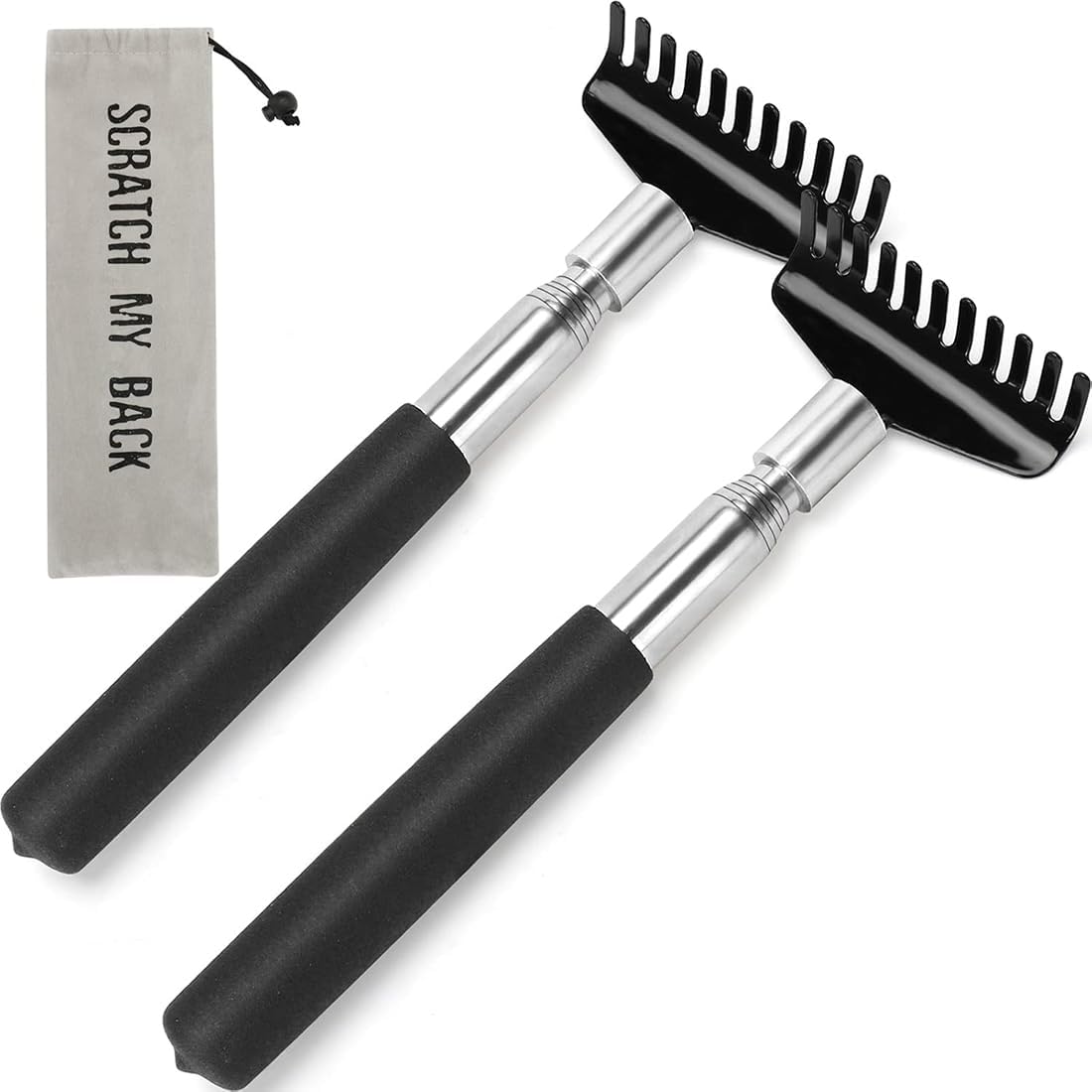 Rascador de espalda extensible portátil de gran tamaño (negro2O)