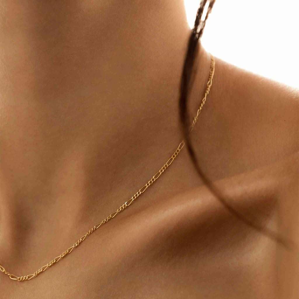 Krfy Collar de cadena chapada en oro de 14 quilates para mujer, a l...