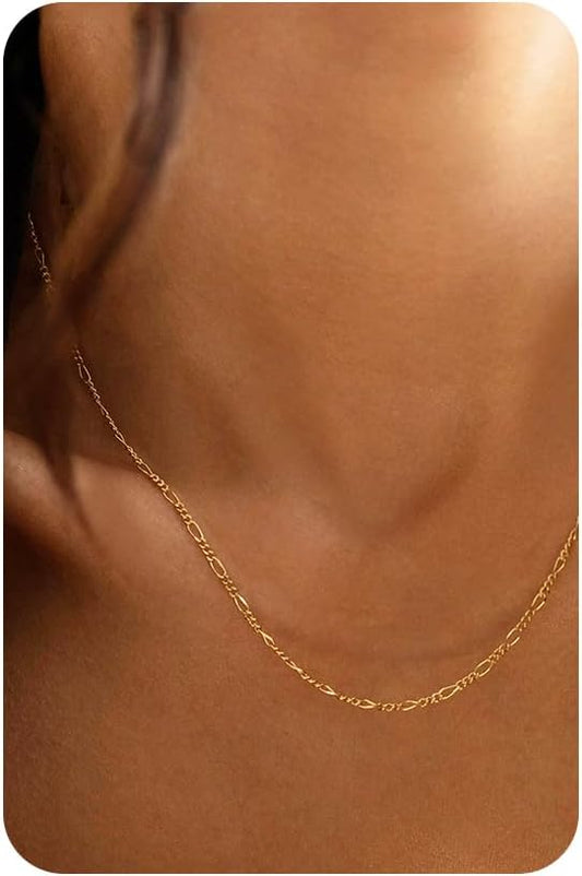 Krfy Collar de cadena chapada en oro de 14 quilates para mujer, a l...