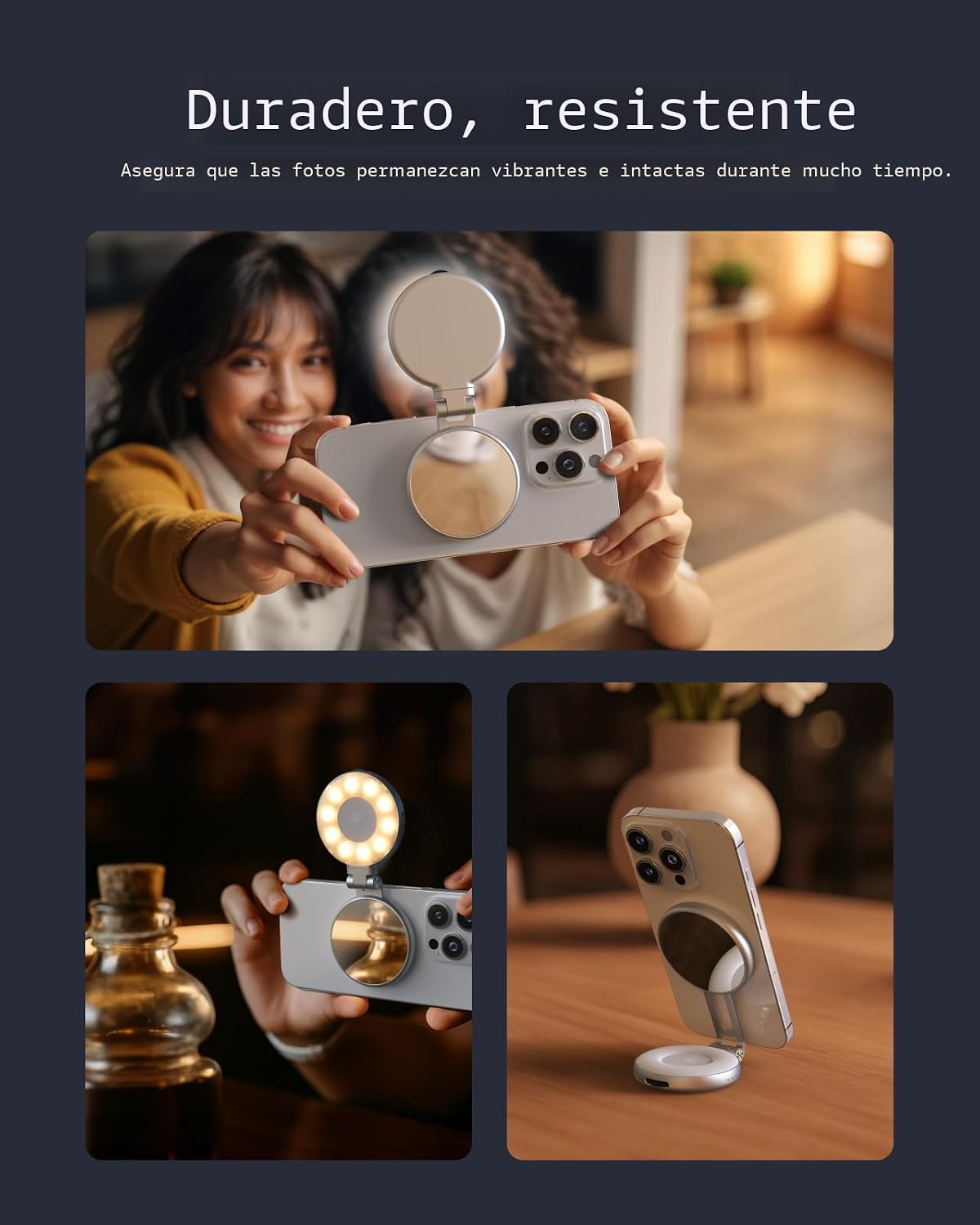 TELESIN C03 Luz de Selfie Magnética, Luz para Teléfono Compatible c...