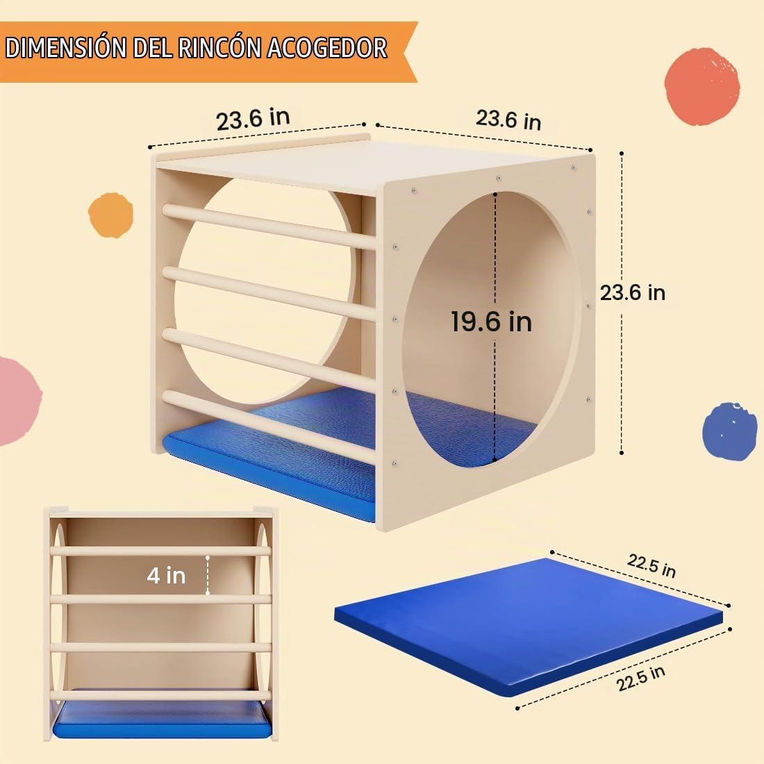 DOLEMODUO Rincón Acogedor de Cubo para Niños, Mueble de Juego Monte...