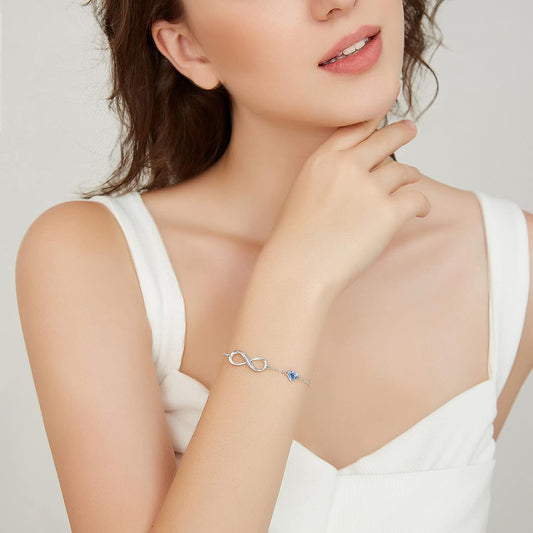 CDE Pulsera de plata de ley 925 con piedra natal infinita, regalo d...