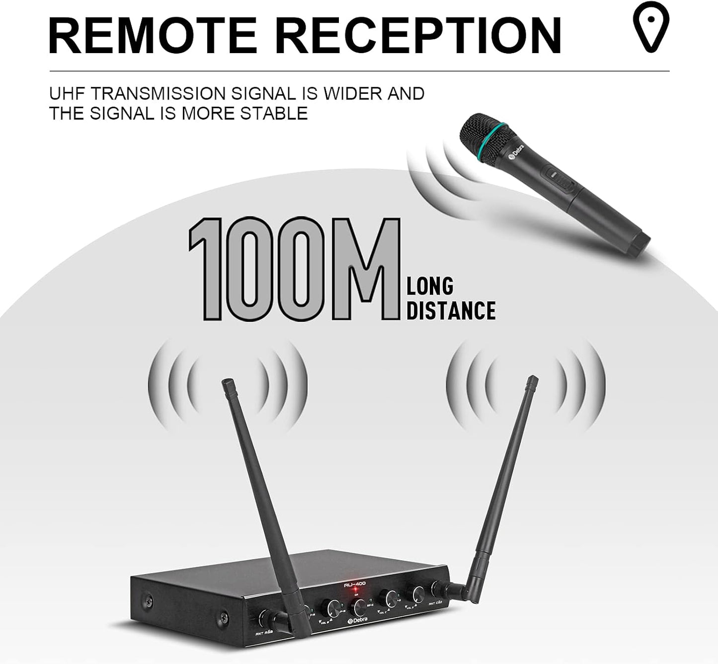 Debra Audio Pro UHF Sistema de micrófono inalámbrico de 4 canales c...