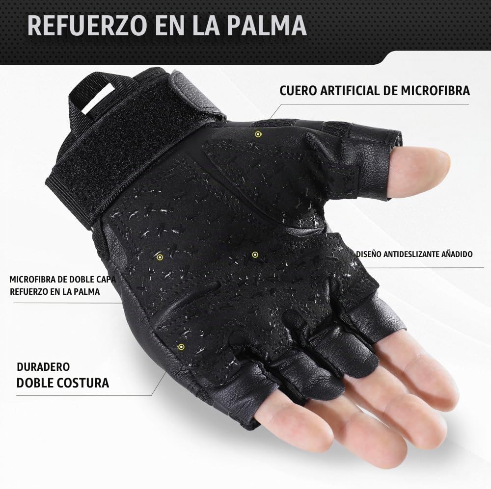 WTACTFUL Guantes tácticos sin dedos para hombres y mujeres, palma r...