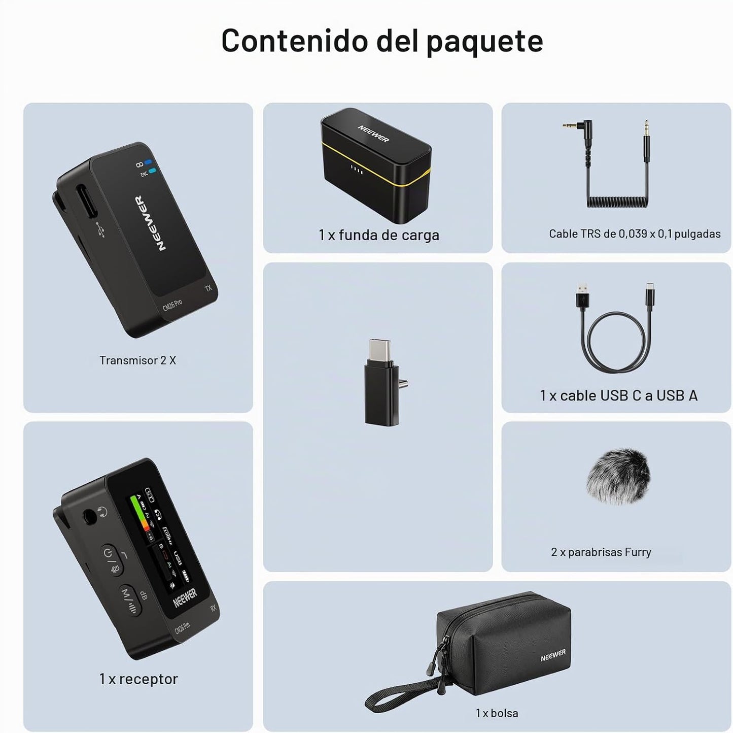 NEEWER CM26 Pro AI Micrófono inalámbrico compatible con iPhone Andr...
