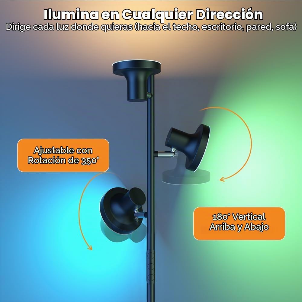 SIBRILLE - Lámpara de pie RGB, lámpara de pie LED brillante de 36W...
