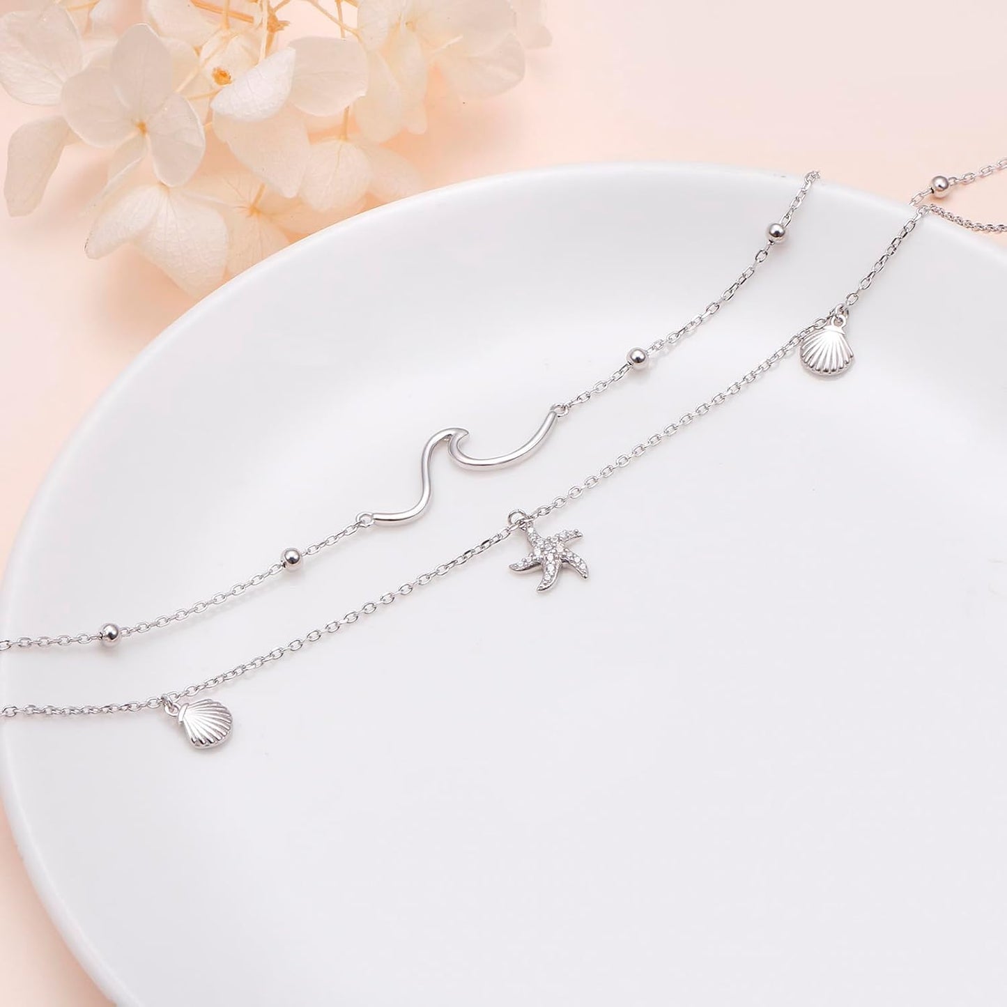 DAOSHANG Collares en Capas para Mujeres Plata de Ley S925 Gargantil...