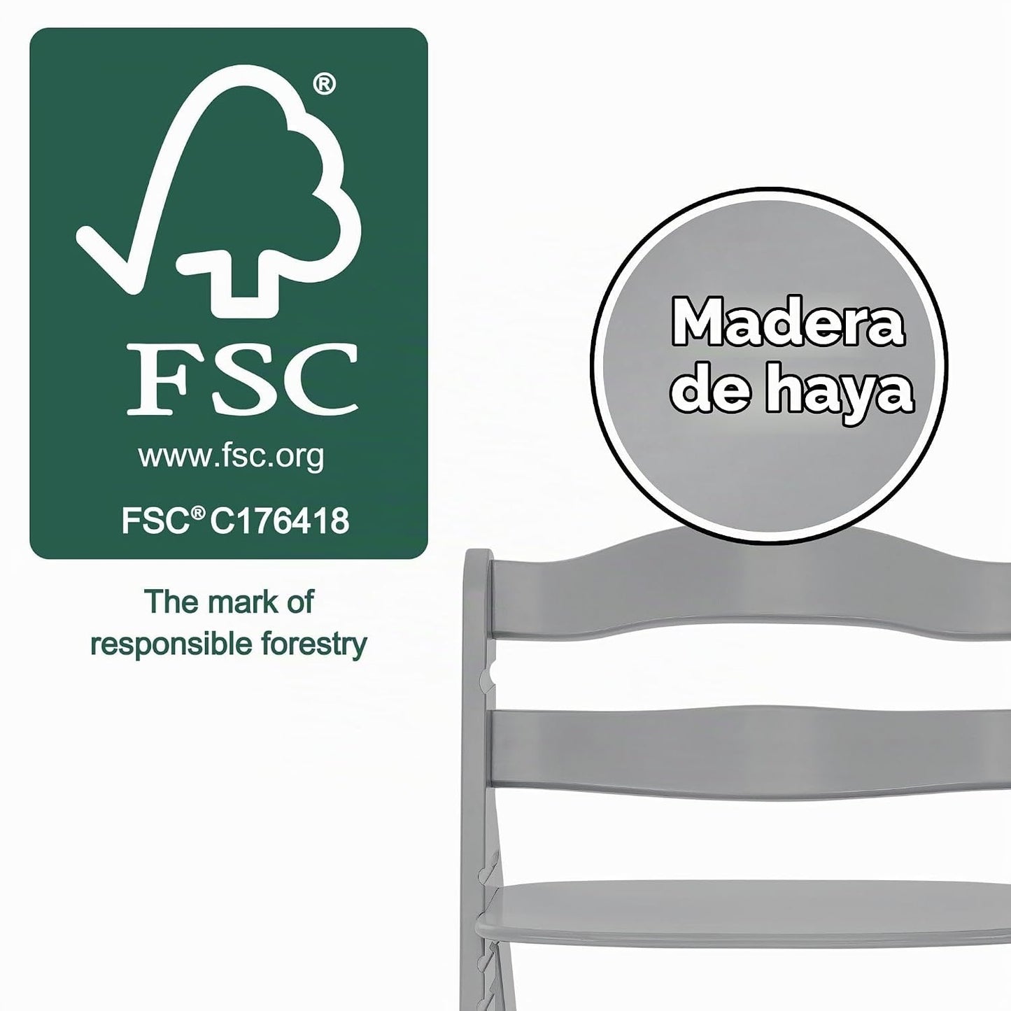 hauck Alpha+ Grow Along - Trona elevada de madera de haya maciza co...