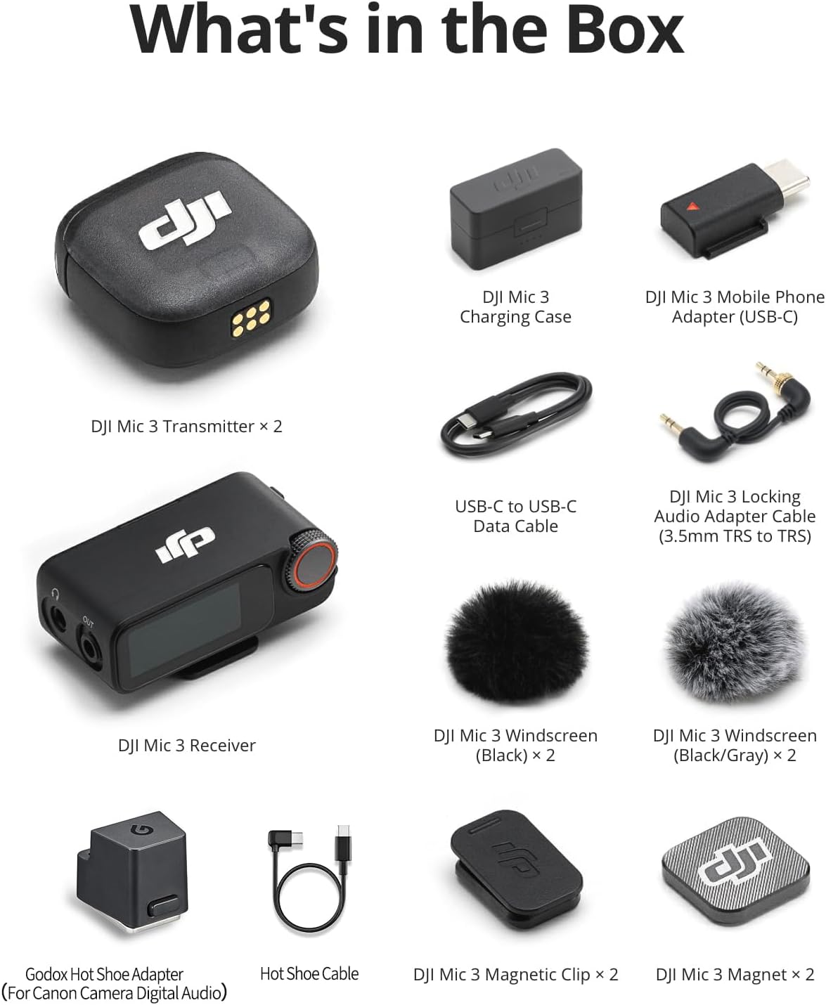 DJI Mic 3 (2TX+1RX+estuche de carga), micrófono todo en uno con zap...