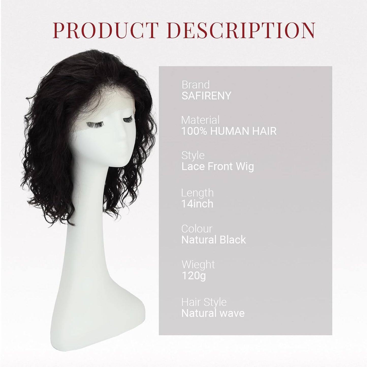 SAFIRENY pelucas delanteras de encaje cabello humano Real 14 pulgad...