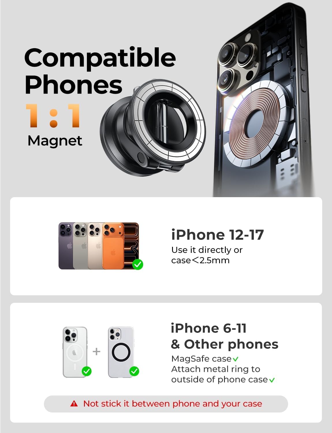 LISEN Magsafe - Soporte de teléfono magnético para aspiradora de au...