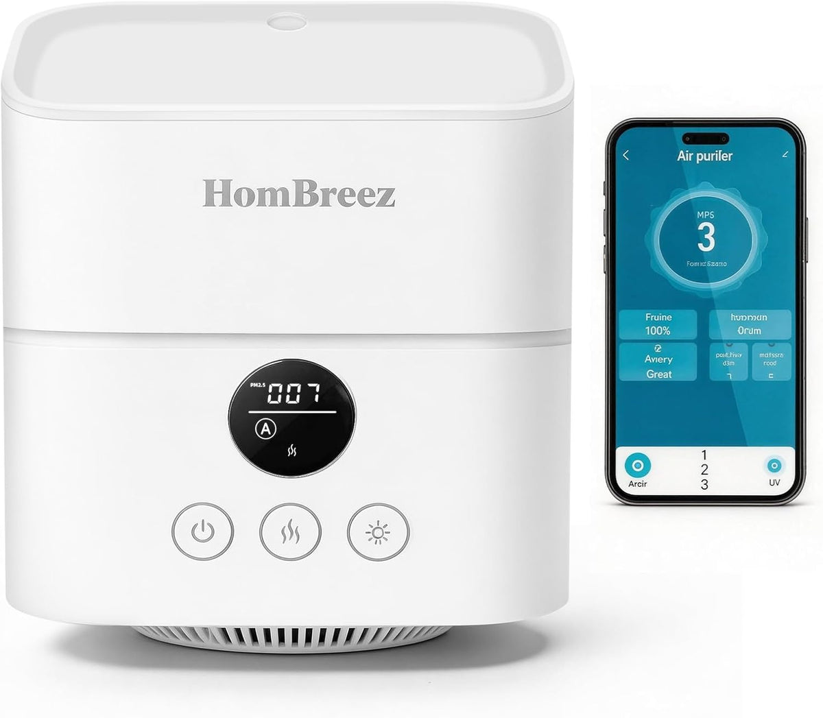 HomBreez Combo de purificador de aire y humidificador para dormitor...