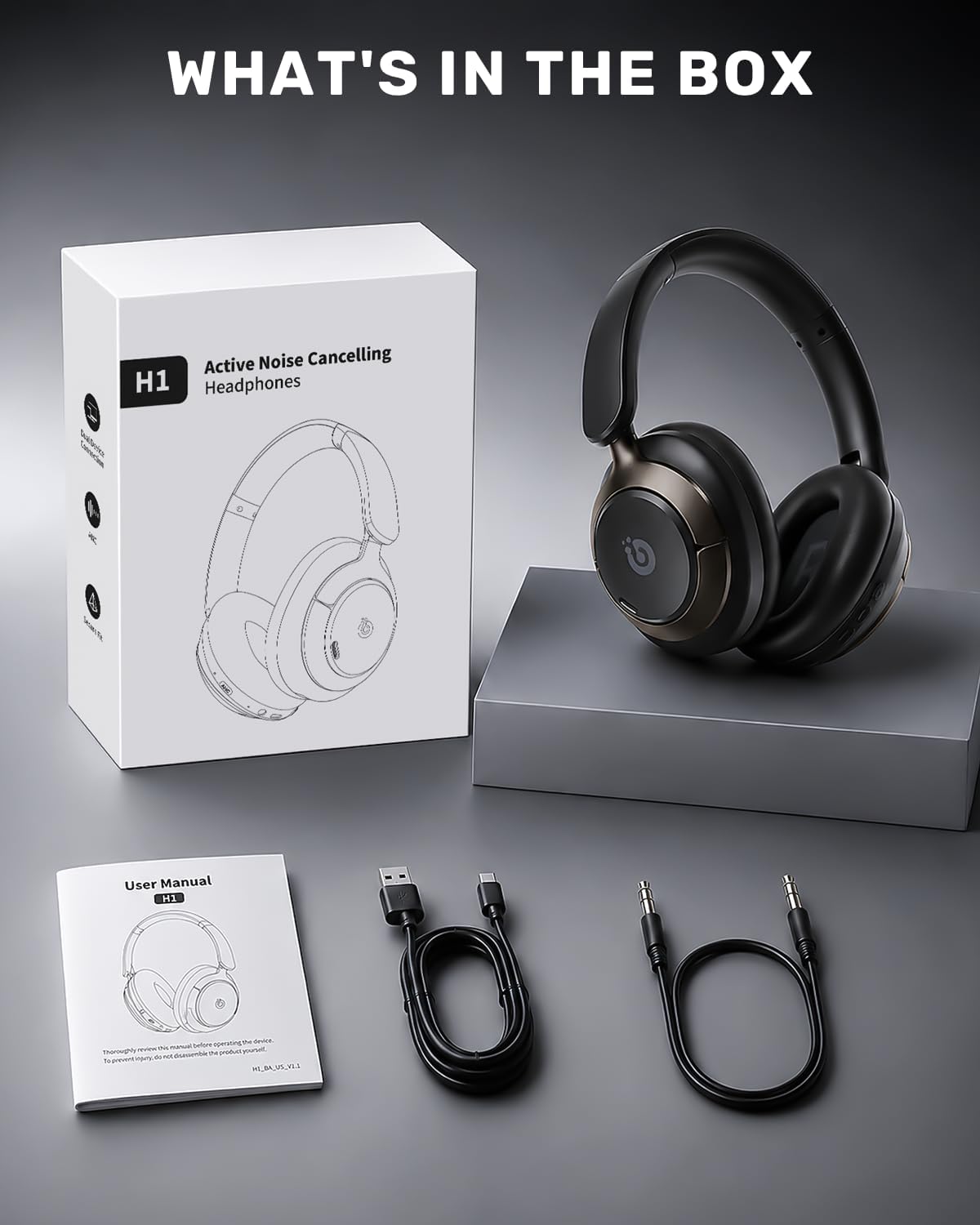 Boean Auriculares con cancelación activa de ruido, auriculares inal...