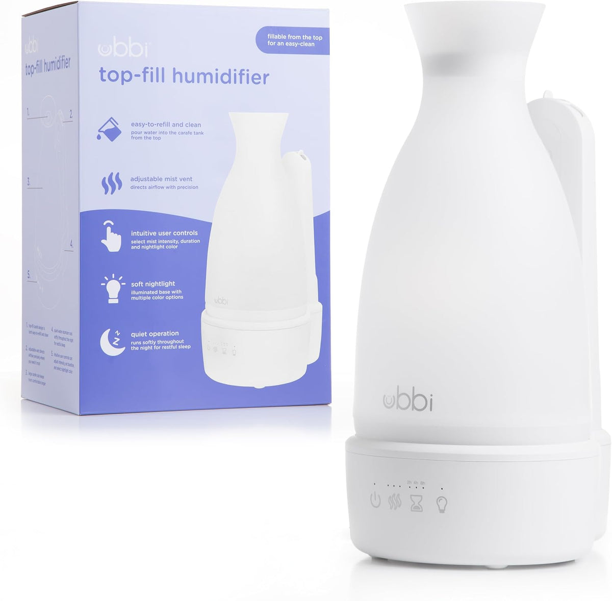 Ubbi Humidificador ultrasónico, diseño de llenado superior fácil |...