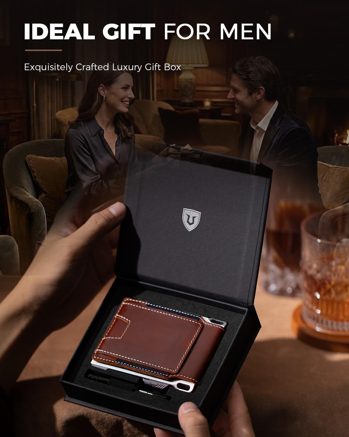 LORZOR Cartera táctica de piel auténtica para hombre, tarjetero des...