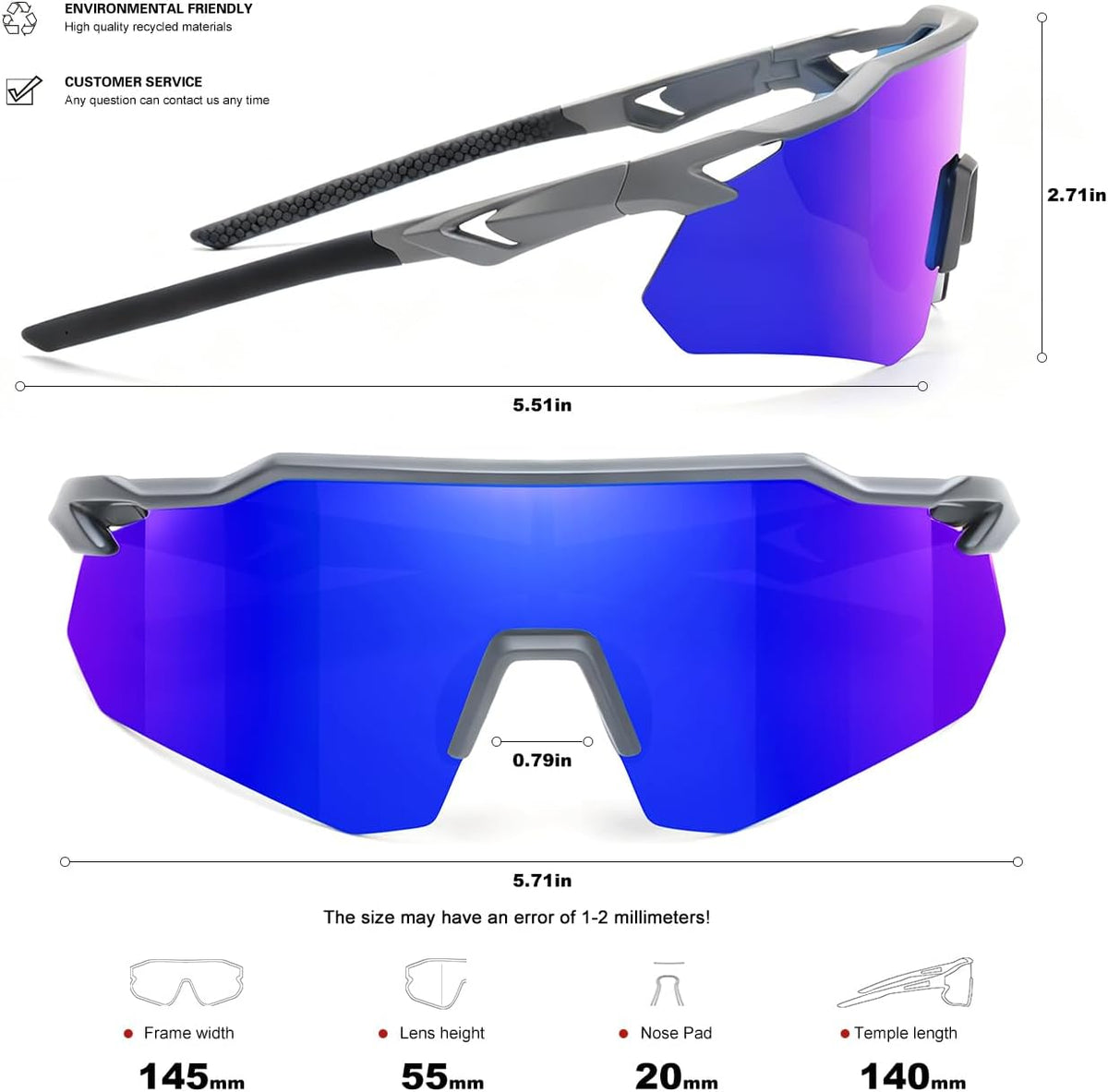 SEKKAF Gafas de sol deportivas polarizadas para hombres y mujeres,...