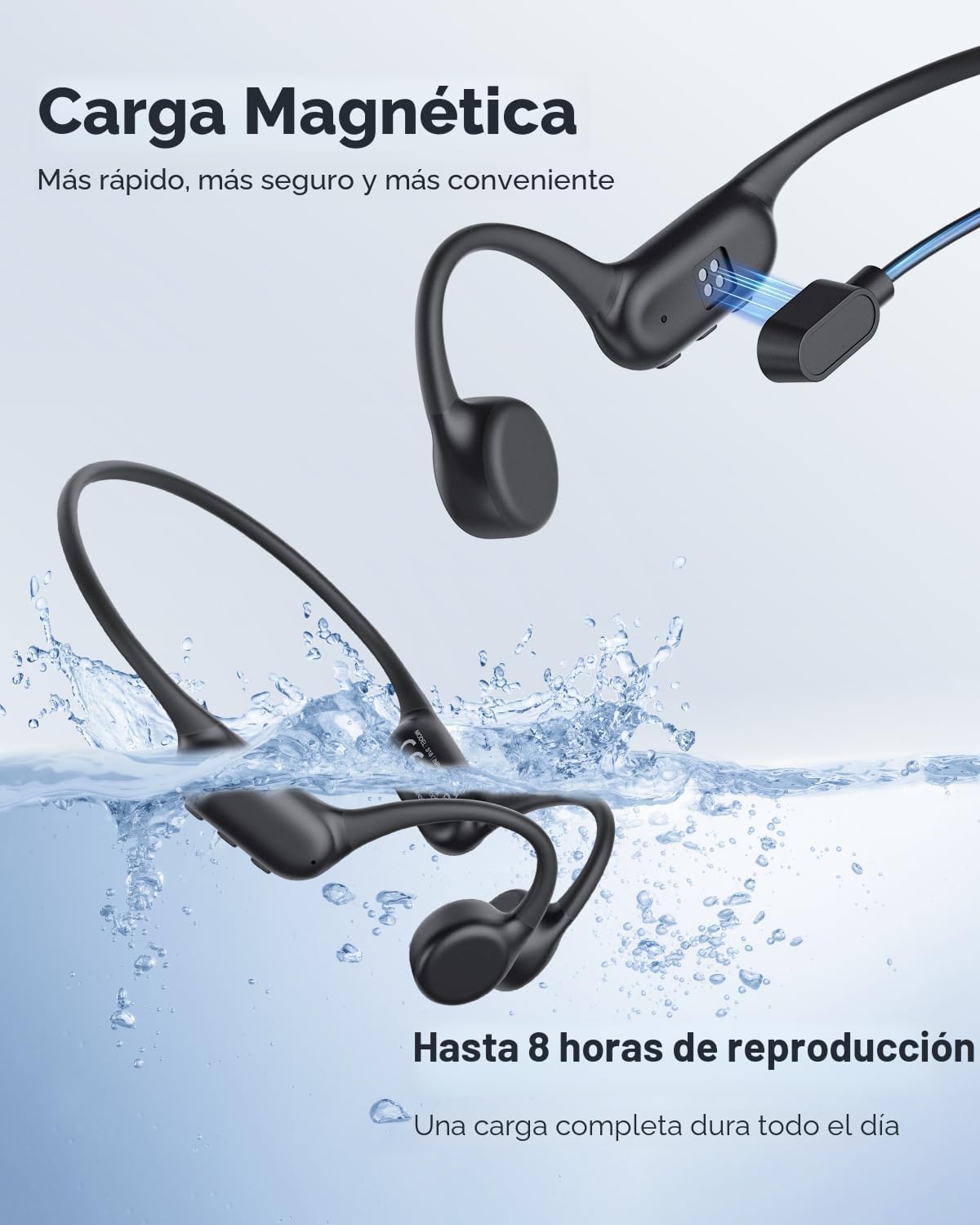 PSIER Auriculares de conducción ósea IPX8 impermeables para natació...