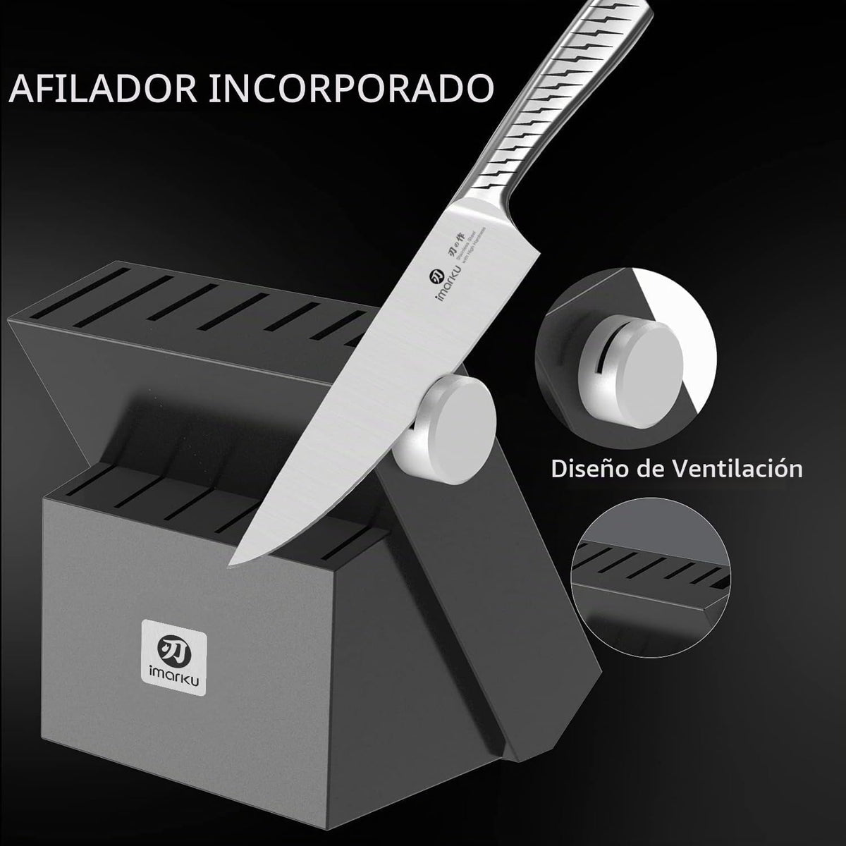 imarku® Juego de cuchillos, juego de 14 piezas para cocina con bloq...
