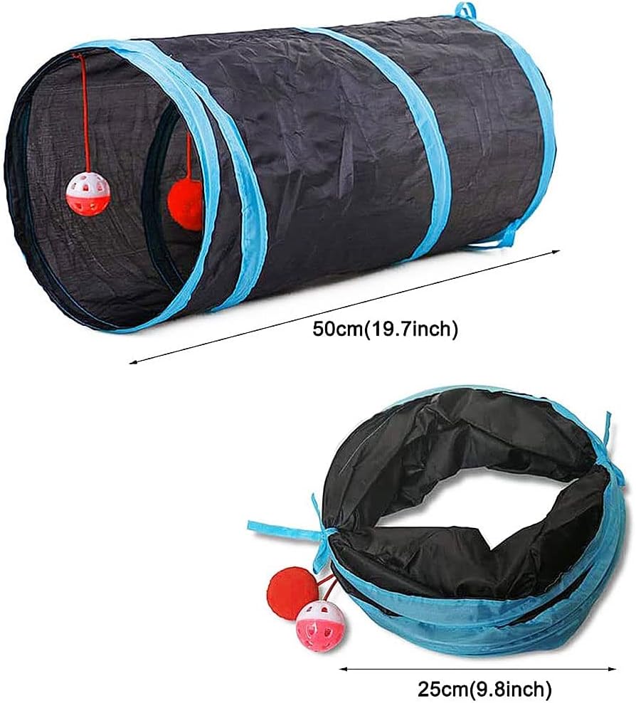 21 piezas de juguetes para gatos de interior: túnel plegable para g...