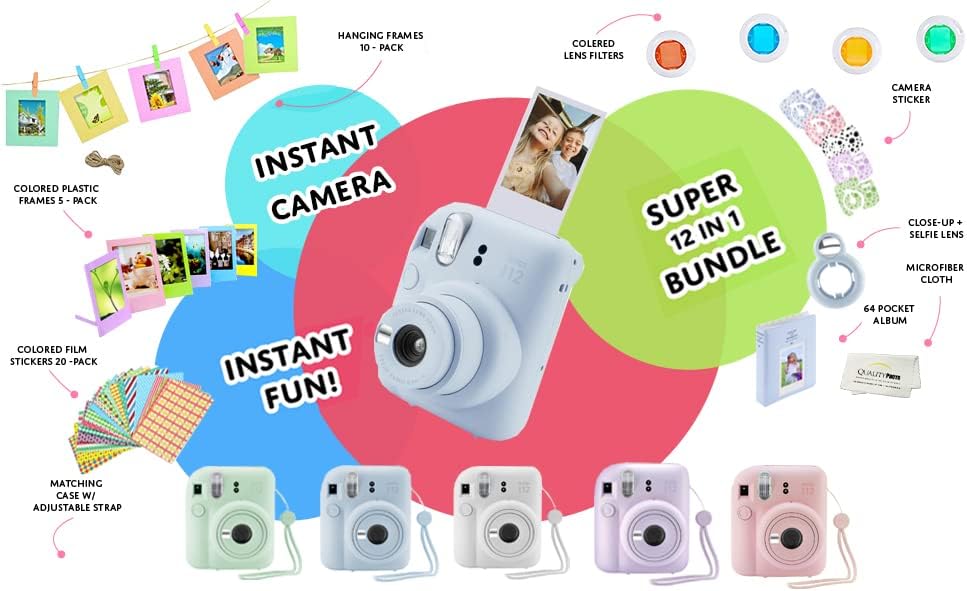 Fujifilm Cámara instantánea Instax Mini 12 + 60 impresiones fotográ...