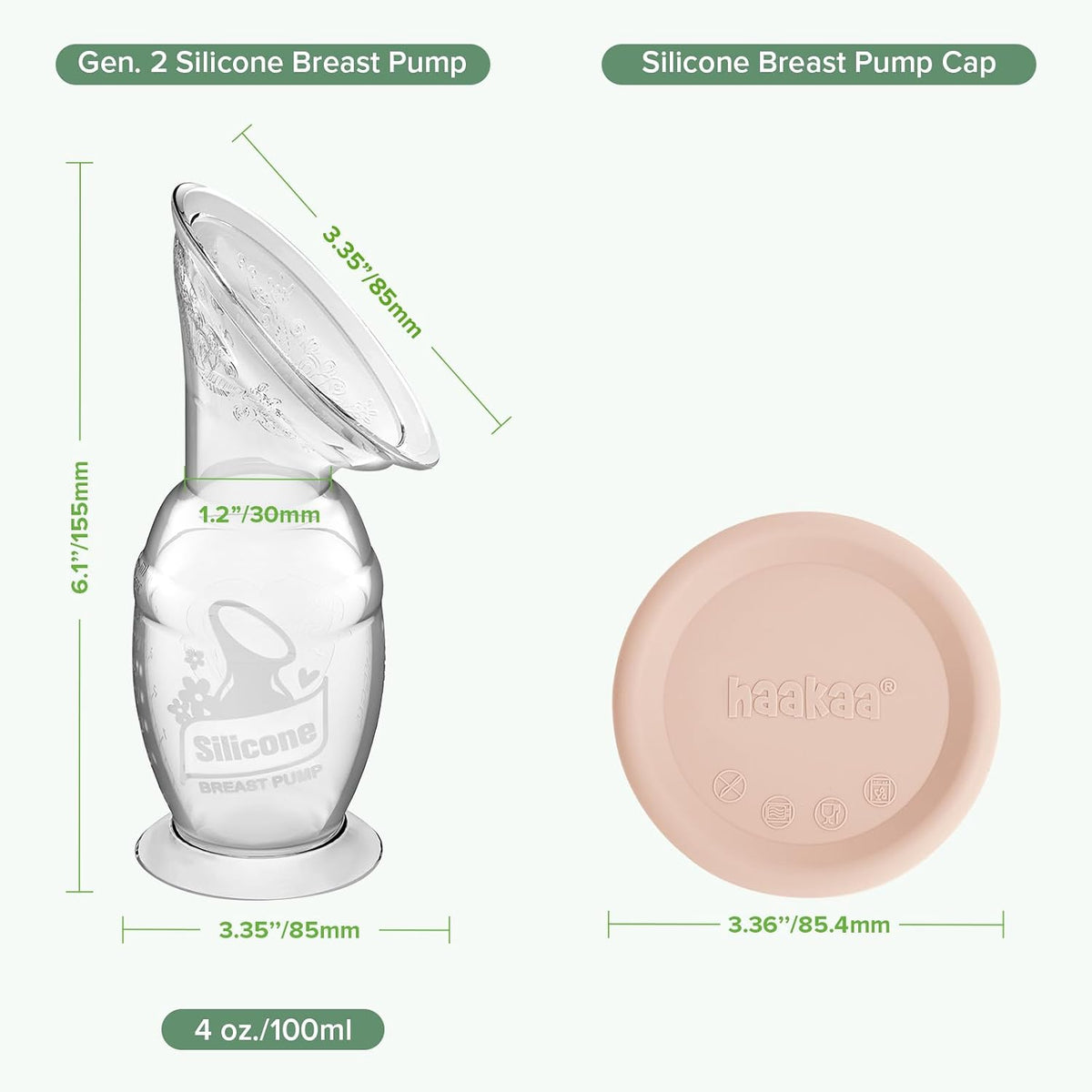 Haakaa Extractor de leche manual de silicona con base 4oz\/3.4 fl o...