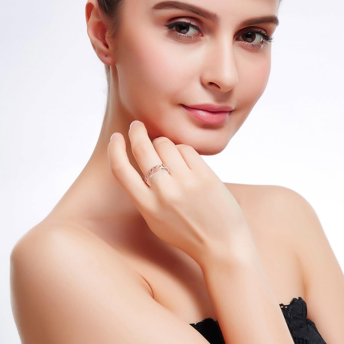 OreilleStar Anillo de ansiedad para mujer, anillo giratorio de acer...