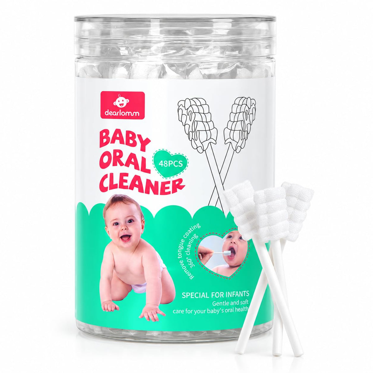 dearlomum Limpiador de lengua para bebé, cepillo de dientes para re...